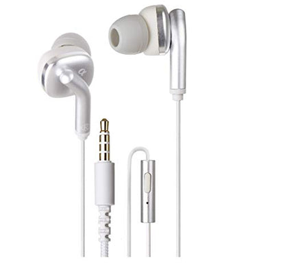 Alphasonik Premium In Ear Alpha Bass Noise Isolating Headset Earphones/Earbuds/Headphones with Stereo Microphone & Remote Control Made for Apple iPhone iPad iPod Samsung Galaxy Android Smartphones - style: Silver