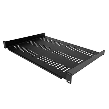 StarTech 1U Vented Cantilever Shelf, 12in, 55lb, 25kg (SHELF-1U-12-FIXED-V) | Universal 19in EIA-310 fit, 30.5cm depth, 2.0mm SPCC steel, Network equipment rack, Cabinet, Tray - size: 12", style: single