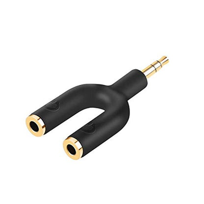 CableCreation Headphone Splitter Adapter, 3.5mm Y Jack Splitter Adaptor | Male to 2 Port 3.5mm Female Adaptor Compatible with Headset, Earphone, iPhone, iPad, iPod,Tablets, MP3 Players&More, Black - size: 1-Pack, style: Splitter Adapter