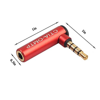 Alizone 90 Degree 3.5mm Male to Female Audio Adapter - OMTP to CTIA Earphone Audio Converter - Right Angle Adapter - 2 Pack - size: 2 Packs