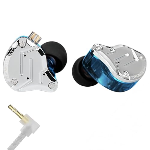 KZ ZS10 PRO in Ear Monitor Headphones, 4BA+1DD 5 Hybrid Driver Gaming Earbuds Wired Earphones, HiFi Clarity Sound Immersive Bass IEMs for Gaming Musician Singer Audiophile (Blue Without Microphone) - color: Blue, style: without mic