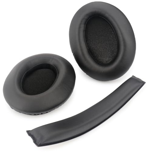 HD380 Ear Pads Headband Replacement Ear Cushions Compatible with Sennheiser HD380 Pro HD380 G4ME One PXC450 PC350 Headphones, Protein Leather Earmuffs Noise Isolation Memory Foam Earpads Cover - Black