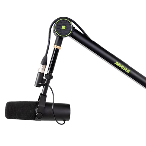 Shure by Gator Deluxe Broadcast Desktop Mic Boom Arm (SH-BROADCAST1) | Fully adjustable with a quiet 360-degree arm for podcasts and streaming. Compatible with MV7 & SM7B