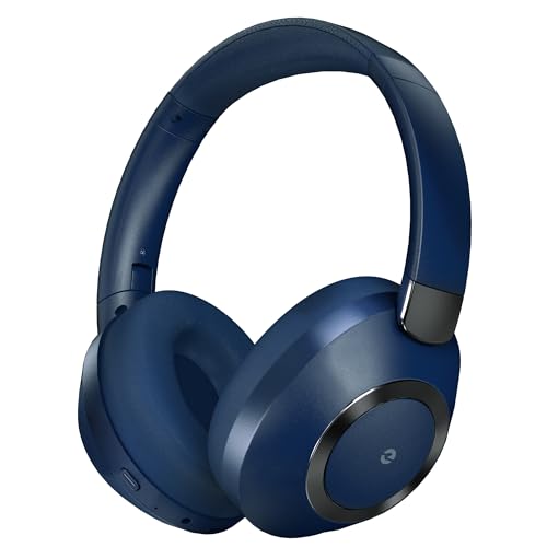 Active Noise Cancelling Headphones, 100H Playtime Headphones Wireless Bluetooth, Bluetooth Headphone with Microphone, Over- Ear Wireless Headphone with Deep Bass for Travel (Blue) - color: Blue