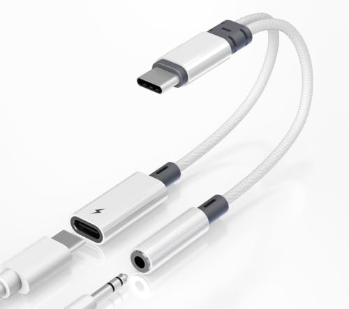 2 in 1 USB C to 3.5mm Audio Adapter with 60W PD Charging for iPhone,Galaxy | Hi-Res 32bit/384kHz DAC Type C to Aux Adapter, USB C to Headphone Jack Dongle Cable for iPhone 17/16,Galaxy S26/S25/S24,Pixel