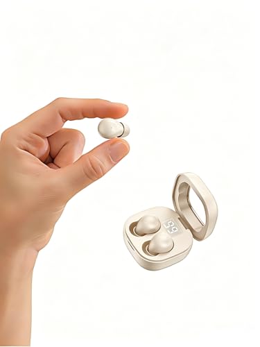 Ultra small mini earphones ，Mini Invisible Wireless Earbuds for Small Ear Canals, Low Profile Hidden Sleep Earbuds, IPX5 Waterproof Bluetooth Headphones for Work, Side Sleep & Daily Use (beige) - color: Beige