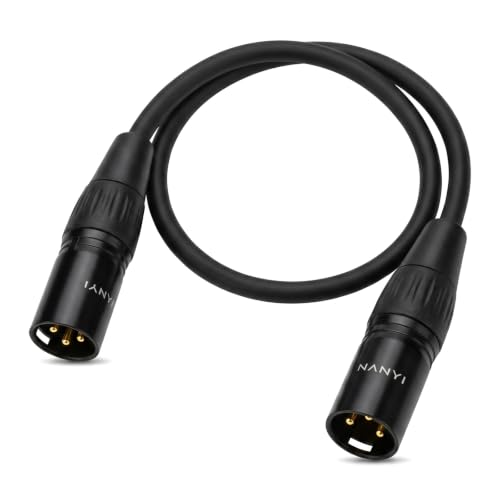 NANYI XLR Male to Male Microphone Cable, 3-Pin Patch Cord, 1.6ft - size: XLR Male To Male-1.6FT