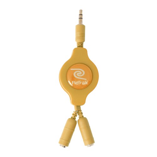 ReTrak Retractable Headphones Splitter, Orange (ETCABLESPLOR ) - color: Orange