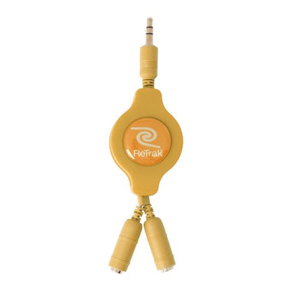 ReTrak Retractable Headphones Splitter, Orange (ETCABLESPLOR ) - color: Orange