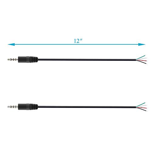 Fancasee 2-Pack 3.5mm 1/8" to Speaker Wire TRRS Stereo Male Plug to Bare Wire Pigtail 3.5mm Jack Connector Adapter Repair Audio Cable for Microphone Headphone Headset Earphone Speaker