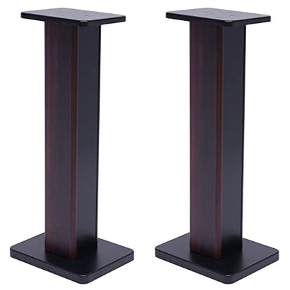 28 Inch Speaker Stands Pair, Wood Grain Floor Speaker Stands, Universal Bookshelf Speakers for Home Theater (Black Walnut) - color: Black Walnut