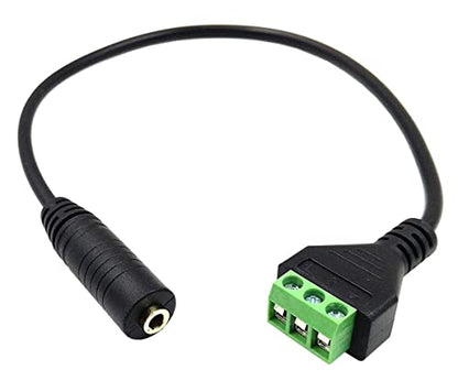 Gold Plated 3.5mm (1/8") 3 Pole Stereo TRS Audio Balanced Female Jack to AV 3 Pin Screw Video Balun Terminal Adapter Connector Cable 30cm/1FT (3.5mm F/3pin) - color: 3.5mm F/3pin