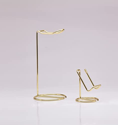 JIARI Headphones Stand and Cell Phone Stand Desktop Metal Holder Accessories 2pcs Set (Gold) - color: Gold