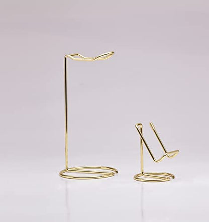 JIARI Headphones Stand and Cell Phone Stand Desktop Metal Holder Accessories 2pcs Set (Gold) - color: Gold