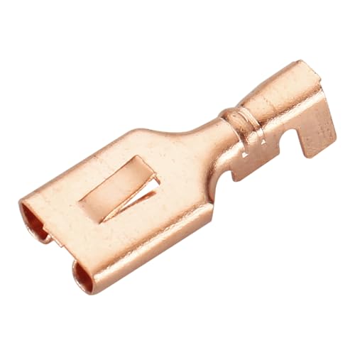 BAOMAIN 100pcs 4.8mm 0.187" Female Spade Connector Non-Insulated Terminals | Copper 0.187" Non-Insulated Female Connectors with Locking Tab for 18-16 AWG Wire,Ideal for Automotive & DIY Projects