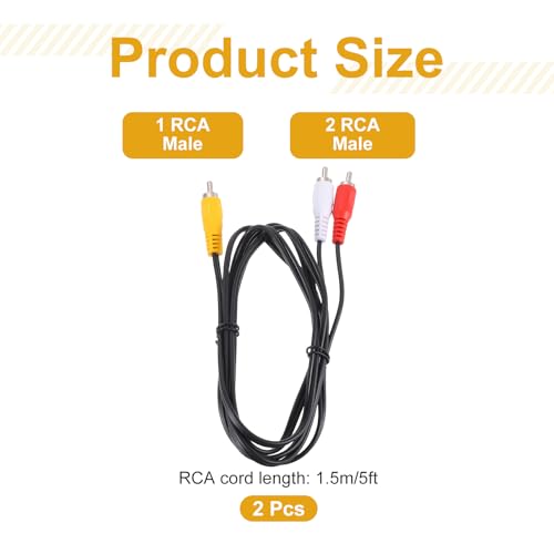 MECCANIXITY 2pcs RCA Splitter Cable, 1RCA Male to 2RCA Male 10" AV Audio Video Splitter Adapter Output Cables for Subwoofer Amplifier - size: 10 inch, style: 1RCA Male to 2RCA Male