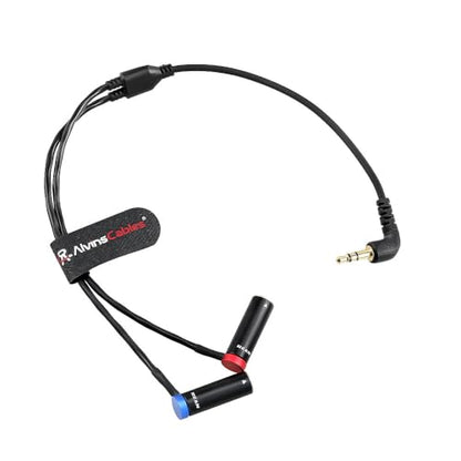 Alvin's Cables 3.5mm TRS to Dual TA3M Y Splitter Cable, 1/8’’ TRS to 2 Low Profile Mini XLR 3 Pin Male Breakout Audio Cable for RØDE Wireless GO II, for Canon C70 Camera, 45cm|18inches