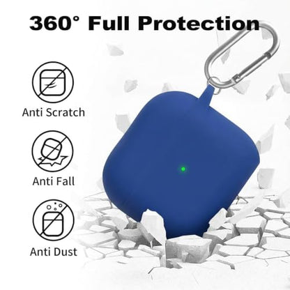 for Airpods 4 Case, Come with Cleaner Kit,Soft Skin Silicone Case Cover with Keychain, Full Protective Case for Men and Women, Compatible with AirPods 4th Generation Case,Sapphire Blue - color: A2-Sapphire Blue