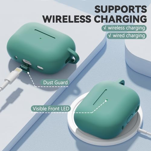 Ljusmicker for AirPods Pro 3 Case 2025 with Magnetic Lock,Green | Soft Silicone Protective Cover for Apple AirPod Pro 3rd Generation Case with Cleaner Kit & Keychain for Women Men,Shockproof - color: A1-Green