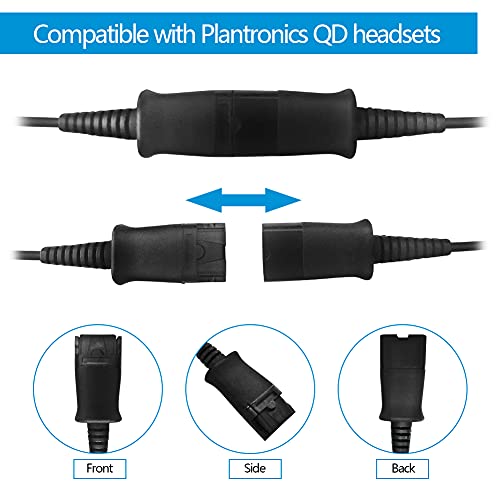 VT QD to USB Adapter Cable Compatible with 4-Pin Plantronic-Poly QD Headset with a Quick Disconnect with Volume Control and Mute Microphone/Speaker (PLT-QD-USB(02)) - style: PLT-QD-USB(02)