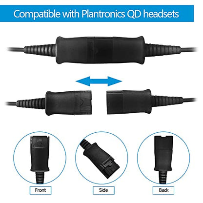 VT QD to USB Adapter Cable Compatible with 4-Pin Plantronic-Poly QD Headset with a Quick Disconnect with Volume Control and Mute Microphone/Speaker (PLT-QD-USB(02)) - style: PLT-QD-USB(02)