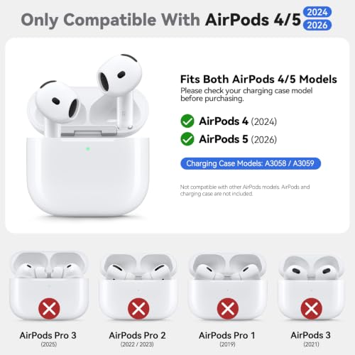 Ljusmicker for AirPods 5/4 Case (2026/2024) with Cleaner Kit,Black - color: B-Black