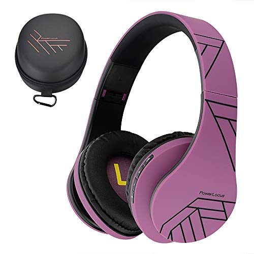 PowerLocus Bluetooth Over-Ear Headphones, Wireless Stereo Foldable Headphones Wireless and Wired Headsets with Built-in Mic, Micro SD/TF, FM for iPhone/Samsung/iPad/PC (Purple) - color: Purple