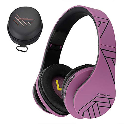 PowerLocus Bluetooth Over-Ear Headphones, Wireless Stereo Foldable Headphones Wireless and Wired Headsets with Built-in Mic, Micro SD/TF, FM for iPhone/Samsung/iPad/PC (Purple) - color: Purple