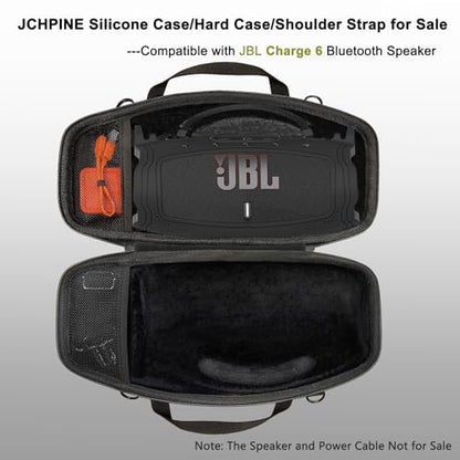 JCHPINE Silicone Cover and Carrying Case for JBL Charge 6 Bluetooth Speaker | Accessories for JBL Charge 6 AI Sound Bluetooth Speaker Protective Cases with Shoulder Strap (Black) - color: Black