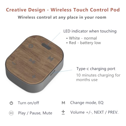 KEiiD Bluetooth Computer Speakers with Wireless Touch Control Pod for PC Laptop/Desktop Wireless Stereo Gaming Speakers, 4 EQ Modes, Aesthetic Style, New Model