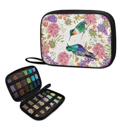 Watch Band Storage Bag with Handle Stain Resistant Carrying Case for Smartwatch, Apple Watch, Watch Band Pin and Other Watch Band Accessories, Bird Pink Flower - color: Bird Pink Flower
