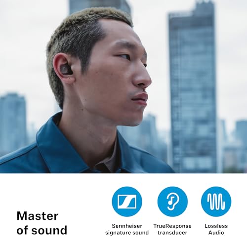 Sennheiser Momentum True Wireless 4 Smart Earbuds with Bluetooth 5.4, Crystal-Clear Sound, Comfortable Design, 30-Hour Battery Life, Adaptive ANC, LE Audio and Auracast - Black Graphite - color: Black Graphite, size: Medium, style: Modern wireless design