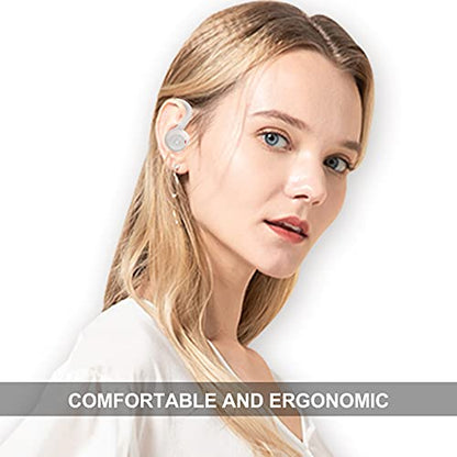 Loluka Over Ear Wireless Earbuds with Earhooks Running Bluetooth Earbuds with Ear Hook Waterproof Small Earphones in Ear Headphones Noise Cancelling Headset Android Ear Buds for Workout Sport Gym - color: White