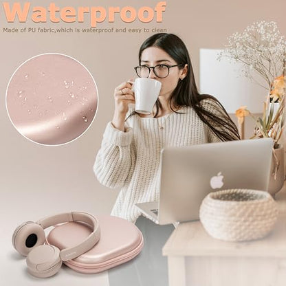 Ginsco Case Compatible with JBL Tune 510BT/520BT/500BT with Sony WH-CH520/510, Ultra-Slim Hard Shell Waterproof Headphone Case for On Ear Headphones (Rose Gold) - color: Rose Gold
