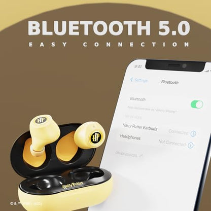 iJoy Harry Potter Hufflepuff Wireless Bluetooth Earbuds with Charging Case, Built-in Mic, 30 Hr Playtime, Officially Licensed | Harry Potter Gifts for Women, Men, Teens, Kids & All Fans of Hufflepuff - color: Hufflepuff