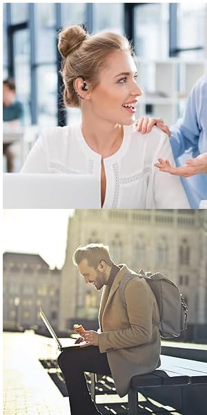 Bluetooth Headset V5.0 Wireless Bluetooth Earpiece with Noise Canceling Mic for Cell Phone Ultralight Business Earphone for Driving/Trucker/Office Earbus for Android/iPhone/Smartphone-Grey - color: Grey