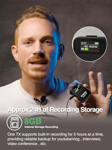 SYNCO G2(A2) MAX Wireless lavalier Microphone with a 3.5mm Headset Microphone(2PCS) is Ideal for Teachers, Speakers, Coaches, and Others, 24 Hours Recording 656FT 8H for Camera Camcorder Laptop