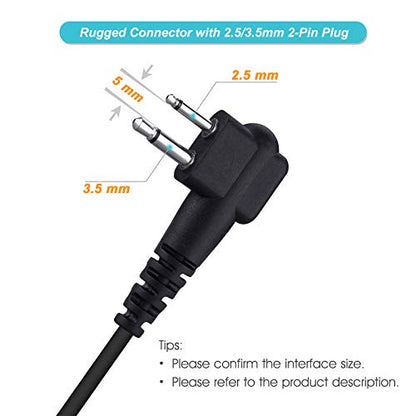 2-Pack Walkie Talkie Earpiece for Motorola 2-Pin 2.5mm/3.5mm Walkie Talkie Headset in-Ear with PTT Mic, Compatible with Motorola Two-Way Radios | Walkie Talkie Headset in-Ear with Mic, Walkie Talkie Earpiece with PTT