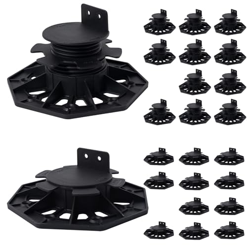 24Pack Adjustable Plastic Pedestal Paver,Floor Slate Support Floor Lift,Deck Support Floor Raising (Unilateral keel Slot) - size: Unilateral keel slot