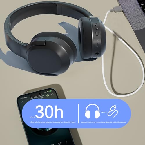 Wireless Noise Cancelling Headphones, Black for Travel,Home,Office | Comfortable Protein Ear Pads, Built-in Mic,30H Playtime,Bluetooth 5.3,Deep Bass Lightweight Active Noise Cancelling Headset - color: black A