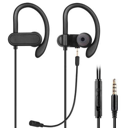 in-Ear Wired Earbuds with Ear Hooks, Gaming Headset & Boom Mic | Detachable Boom Mic, Lightweight & Secure Fit, for 3.5mm Device, Ideal Headphones for Gaming, Call Centers Use