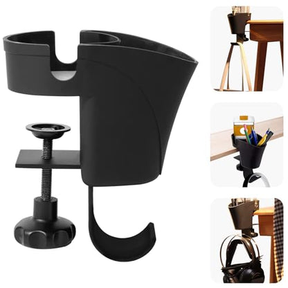 Space Saving Clamp On Headphone Holder with Pen Cup Holder for Easy Access On Any Desk Surfaces No Drill Headsets Holder