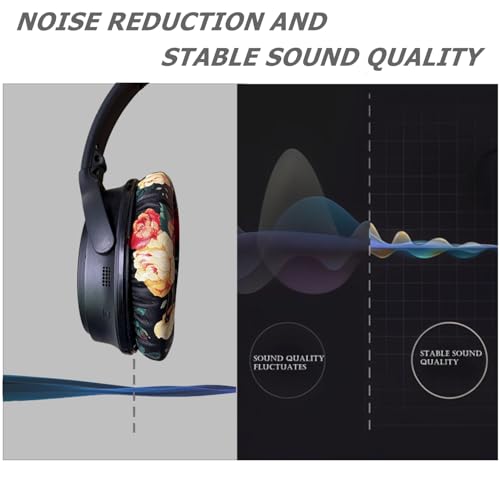 Headphones Replacement Ear Pads Cover, EarPads Cushion for Bose Quietcomfort QC15 QC25 QC35 35 ii -1 Pair (Flower Black) - color: Flower Black