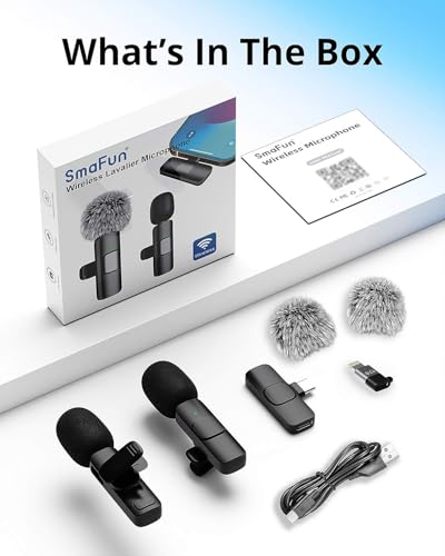 Mini Microphone for iPhone Android - Wireless Lavalier Microphone USB-C Lightning, Noise Cancelling Clip On Mic, 65ft Range, 12H Battery for Video Recording TikTok YouTube Content Creators - size: 2TX1RX without ChargingCase