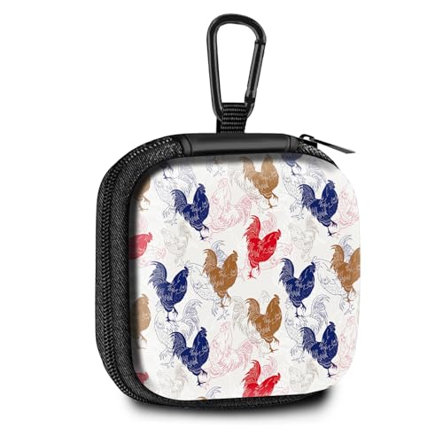 Square Data Cable Earbud Charger Coin Storage Bag Shockproof and Drop-Proof EVA Material Compatible with AirPod(Rooster) - color: Rooster