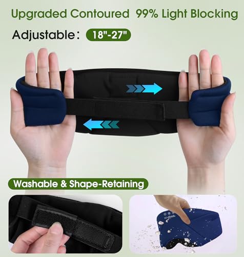 Sleep Mask with Headphones Bluetooth 5.4, LC-dolida Wireless Music Eye Mask for Sleeping Headphones with Soft Bamboo Cotton Cooling Breathable,Ultra-Thin Stereo Speaker for Side Sleepers-Blue - color: Blue