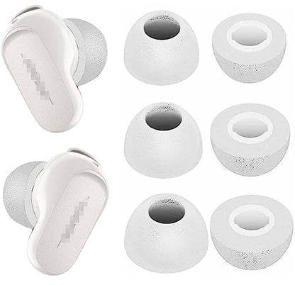 Memory Foam Tips Compatible with Bose QuietComfort Earbuds II, No Silicone Eartips Pain, Anti-Slip Replacement Ear Tips, Fit in Charging Case, Reducing Noise Tips, 3 Pairs (S/M/L, Soapstone) 214qc2w3