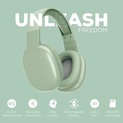 Gabba Goods Wireless Over Ear Bluetooth Headphones with Microphone - Wireless Headset -Noise Reduction - Bluetooth, Wired,Built in Micro SD for Travel, Home, Work TV,PC,Gaming,Cellphone (Mint) - color: Mint