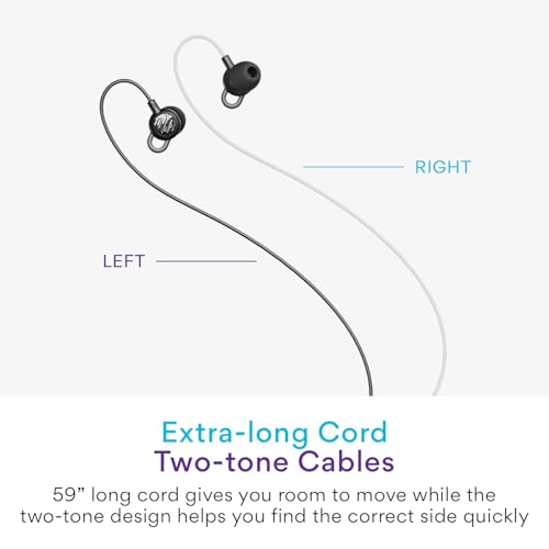 MEE audio SleepTones Wired Sleep Earbuds 3.5mm Plug for Side Sleepers with Lightweight Low-Profile Silicone Earpieces, Noise Reduction Sleeping Headphones with Built-in Mic, & Volume Controls - size: 1-Pack