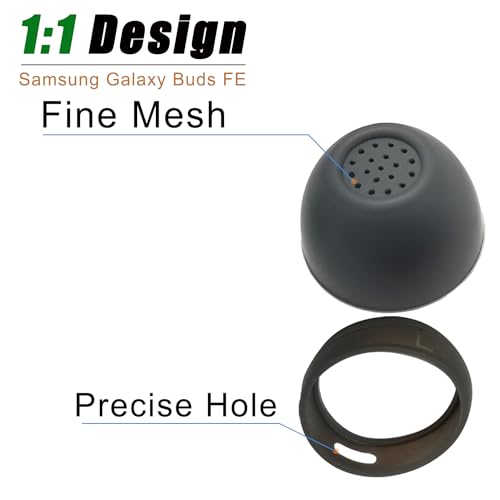 Silicone Ear Tip & Ear Wing for Samsung Galaxy Buds FE Replacement - color: Gray